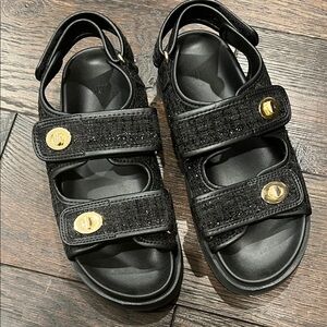 H&M Black Sandals with Glitter Accents